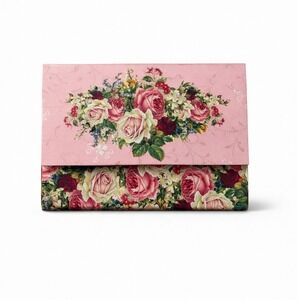 Vintage Punch Studio Floral Rose Stationery Set Pink Victorian Keepsake Box